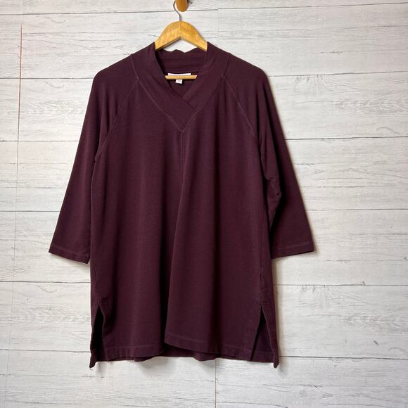 J. Jill Tops - Pure Jill Top Womens Size Medium Dark Wine Affinity French Terry Long Sleeve